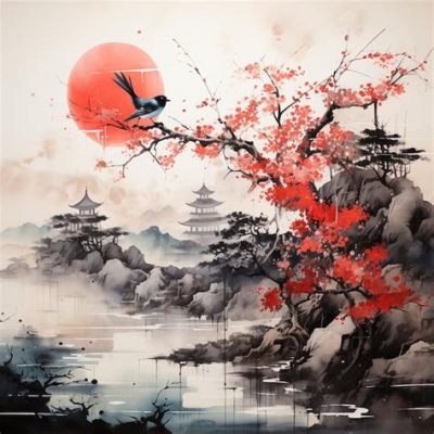  Le pont de Koi : Un exemple magistral de peinture japonaise en lavis et composition asymétrique!